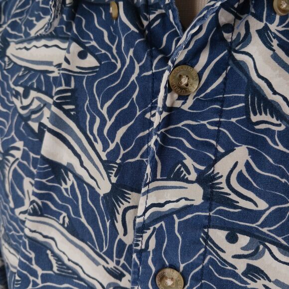 Men's Hawaiian Shirt Large Blue Fish - Picture 5 of 10